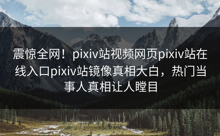 震惊全网！pixiv站视频网页pixiv站在线入口pixiv站镜像真相大白，热门当事人真相让人瞠目