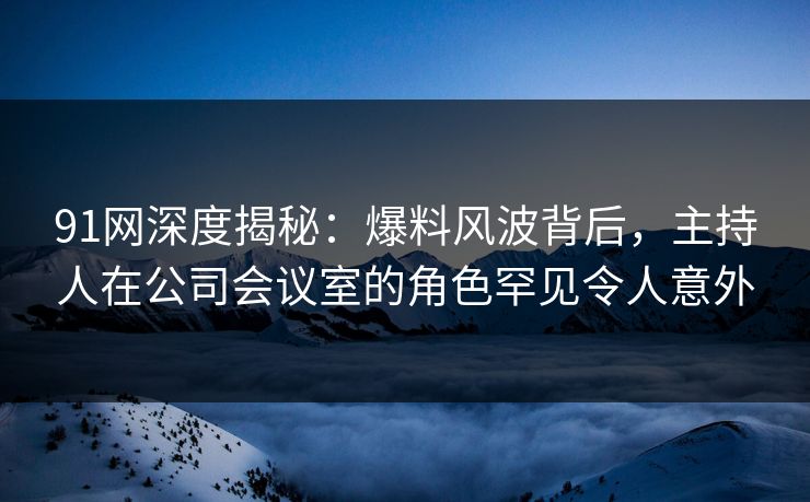 91网深度揭秘：爆料风波背后，主持人在公司会议室的角色罕见令人意外