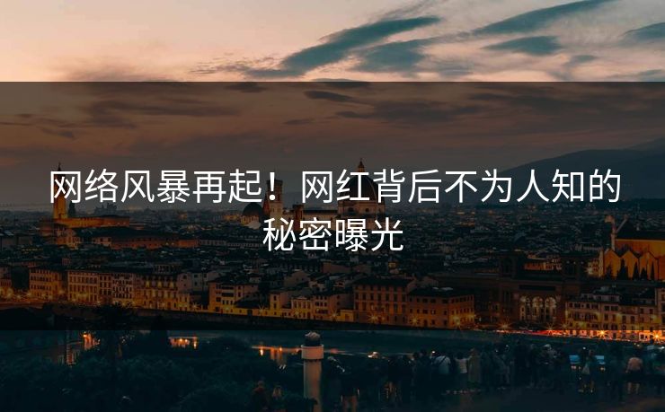 网络风暴再起！网红背后不为人知的秘密曝光