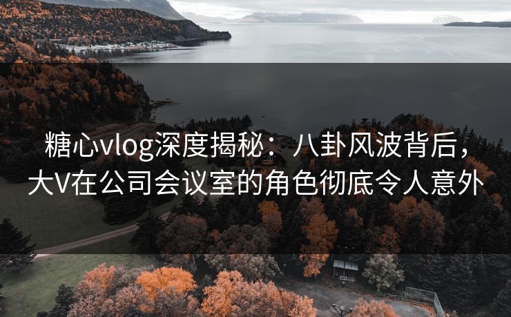 糖心vlog深度揭秘：八卦风波背后，大V在公司会议室的角色彻底令人意外