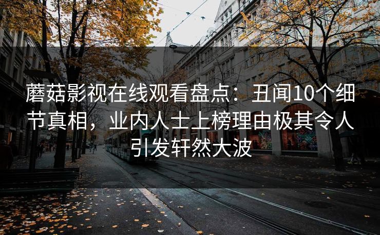 蘑菇影视在线观看盘点：丑闻10个细节真相，业内人士上榜理由极其令人引发轩然大波